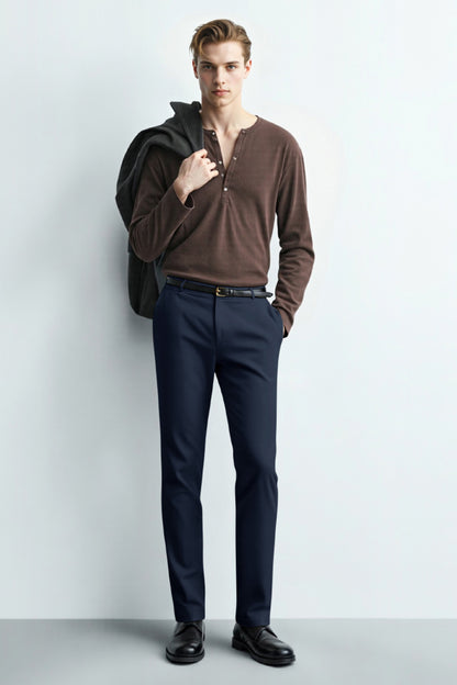 Men's Relaxed Fit Dress Pant - Dark Blue