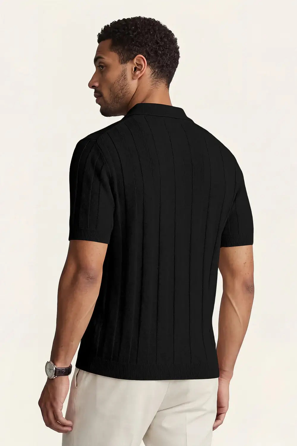 Men's High Quality Knitting Polo Shirt - Black For Sale – GINGTTO