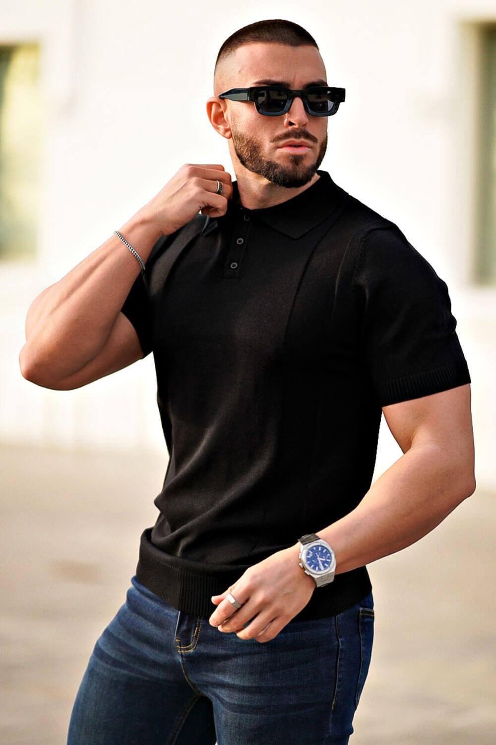 Men's Slim Fit Short Sleeve Polo Shirts - Button