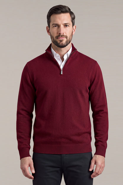 Men's Classic Quarter-Zip Knit Sweater | Lightweight Slim Fit Pullover