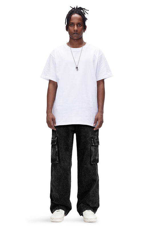 Men's Loose Jean With Pocket - Washed Black
