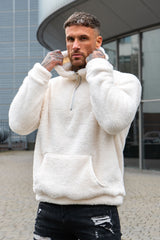 GINGTTO Men's Fuzzy Fashion Pullover Quarter Zipper Hoodies (Pre-Sale)