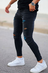 men's black skinny stretch jeans