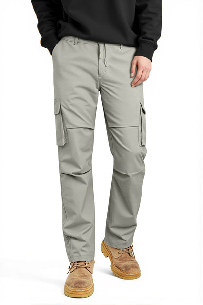 Men Straight Fit Cargo Pant - Grey