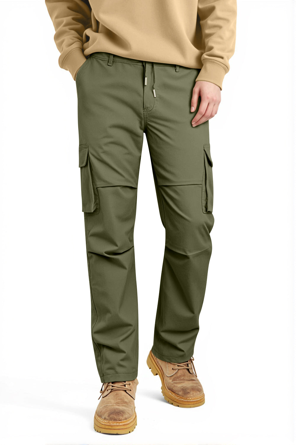 Men Straight Fit Cargo Pant - Green