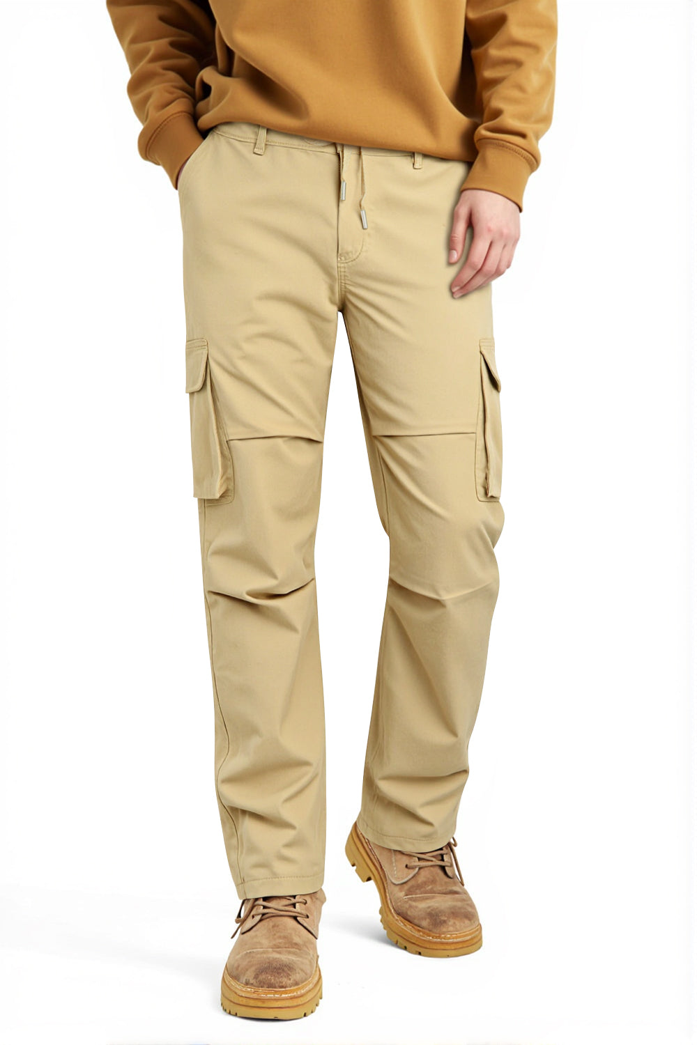 Men Straight Fit Cargo Pant - Khaki