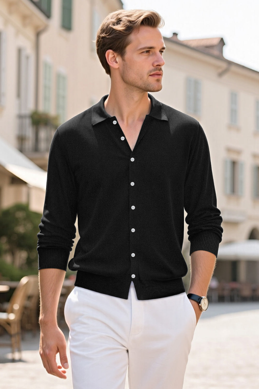 Polo Homme Coupe Slim - Manches Longues