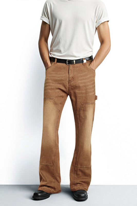 Men Relaxed Flared Jean - Brown