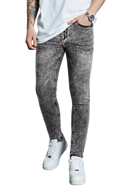 Jeans skinny grigi da uomo - lavati