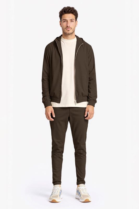 Men's Casual Hoodie Set - Brown