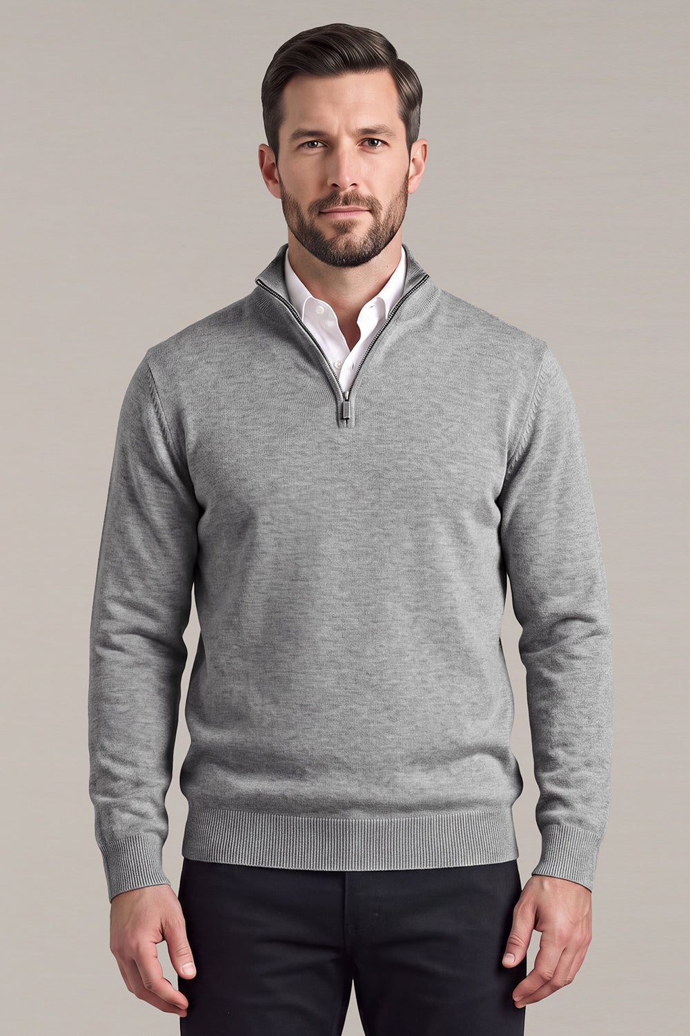 Men's Classic Quarter-Zip Knit Sweater | Lightweight Slim Fit Pullover