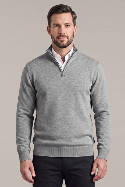 Men's Classic Quarter-Zip Knit Sweater | Lightweight Slim Fit Pullover