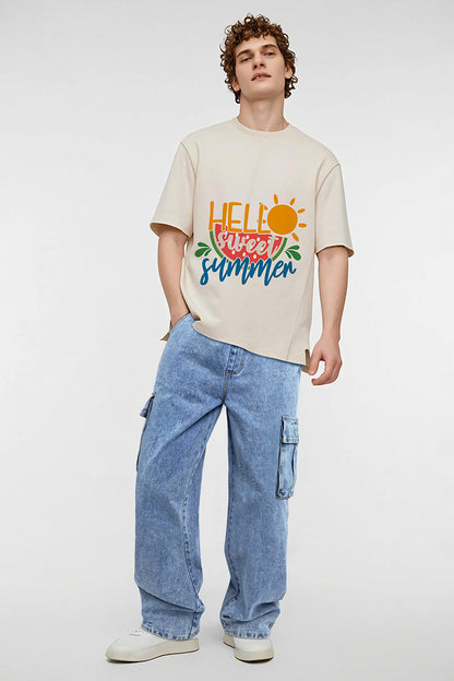 Men's Drawstring Loose Jean With Pocket - Blue