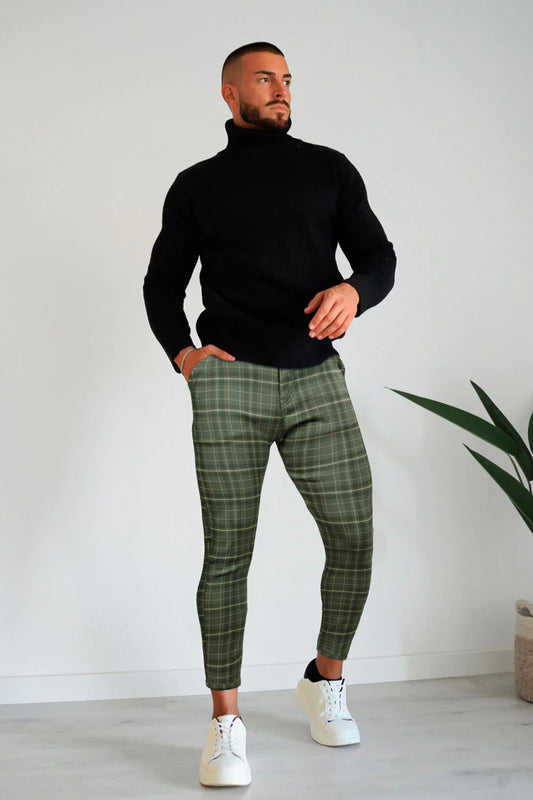 Men's Relaxed Chino Pant - Green Lattice