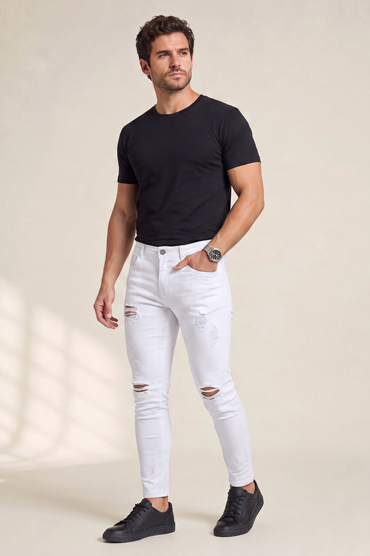 Men's White Skinny Jean - Ripped