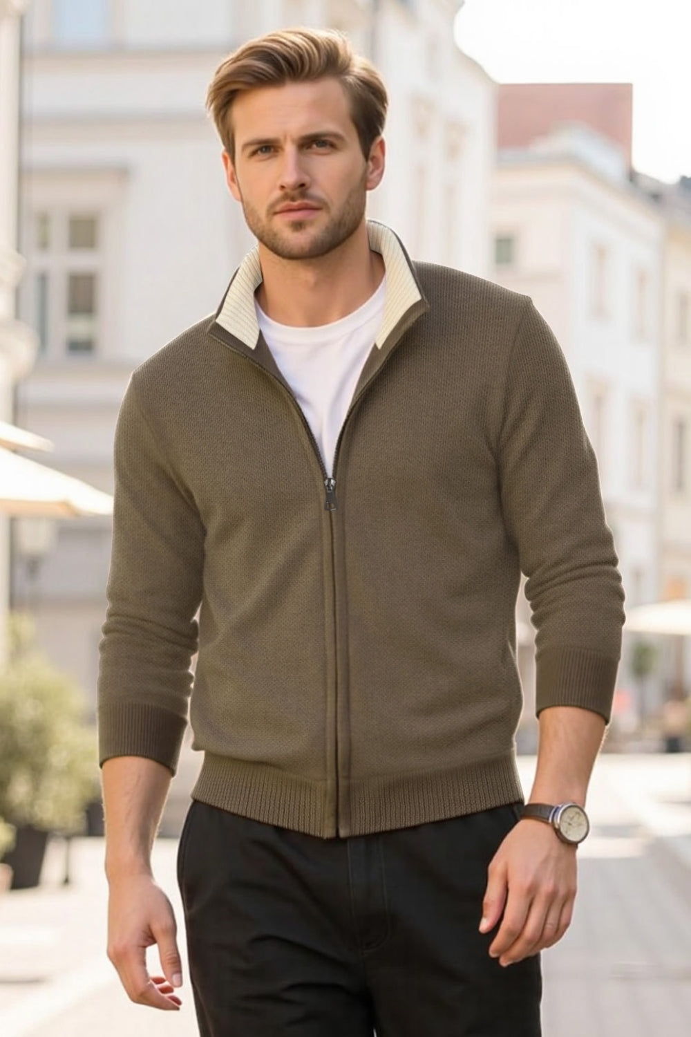 Men's Sweater Coat - Brown