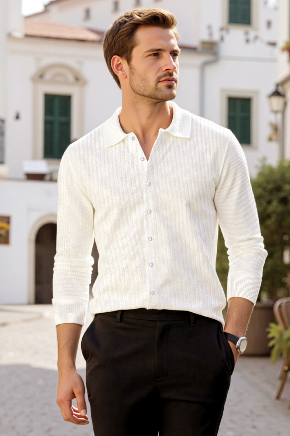 Polo Homme Coupe Slim - Manches Longues