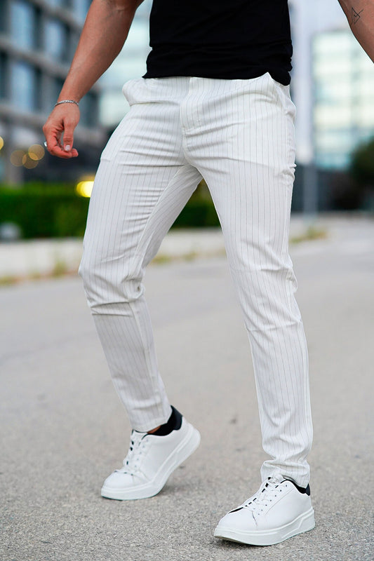 Buy 2 Free Shipping Relaxed Chino Pants - White & Stripe
