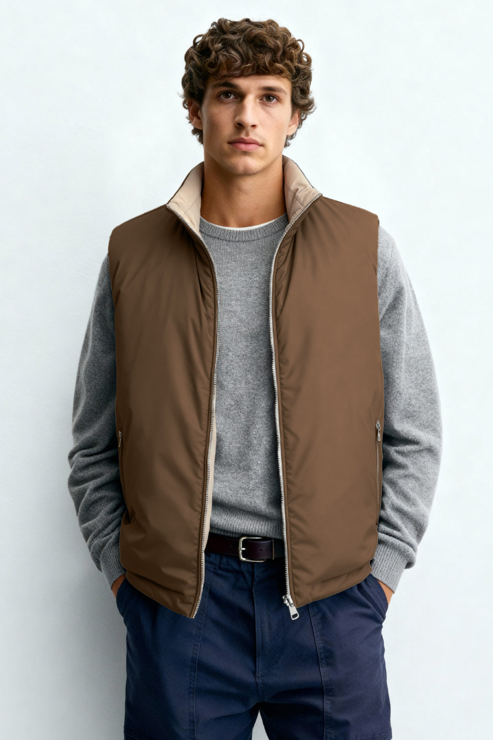 Men's Reversible Vest - Brown