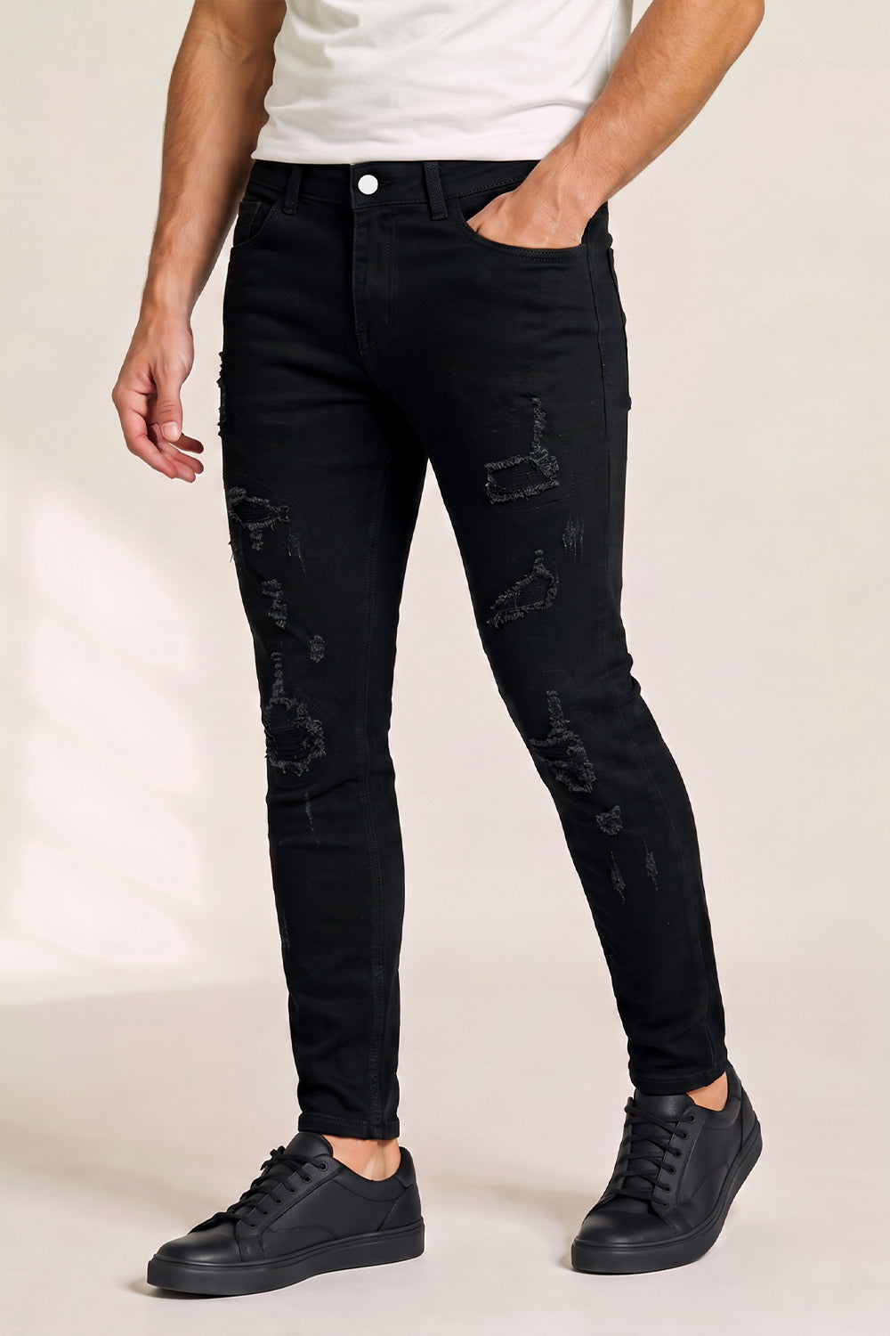 Men's Black Ripped Sculpt Skinny Jean