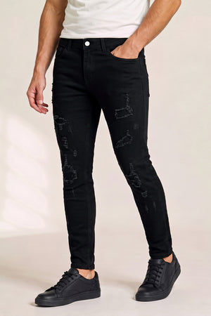 Men's Black Ripped Sculpt Skinny Jean