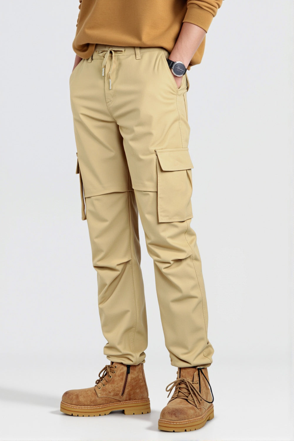 Men Straight Fit Cargo Pant - Khaki