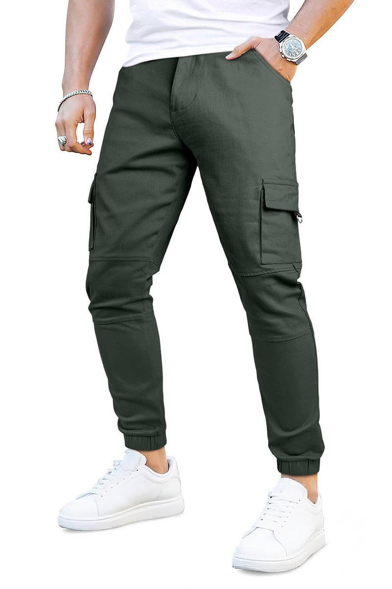 Men's Slim Fit Cargo Joggers | Multi-Pocket Tactical Pants with Cuffed Ankle