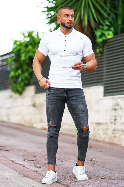 high waisted ripped skinny jeans