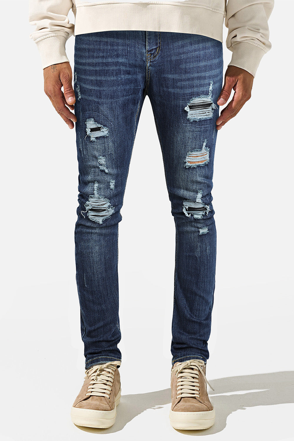 Jeans skinny elasticizzati da uomo - Strappati