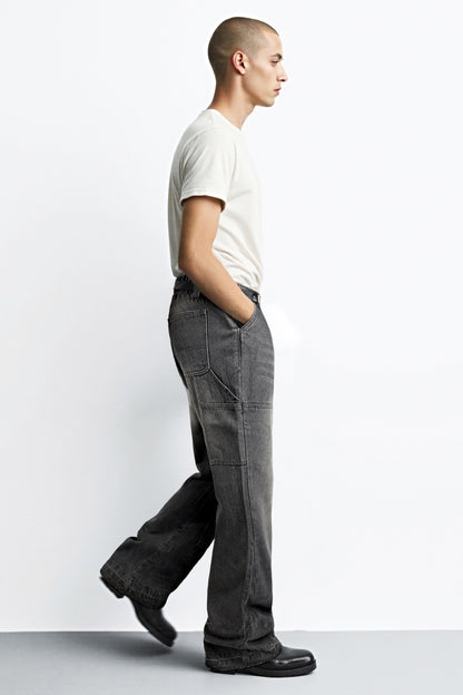 Men Relaxed Flared Jean - Washed Black