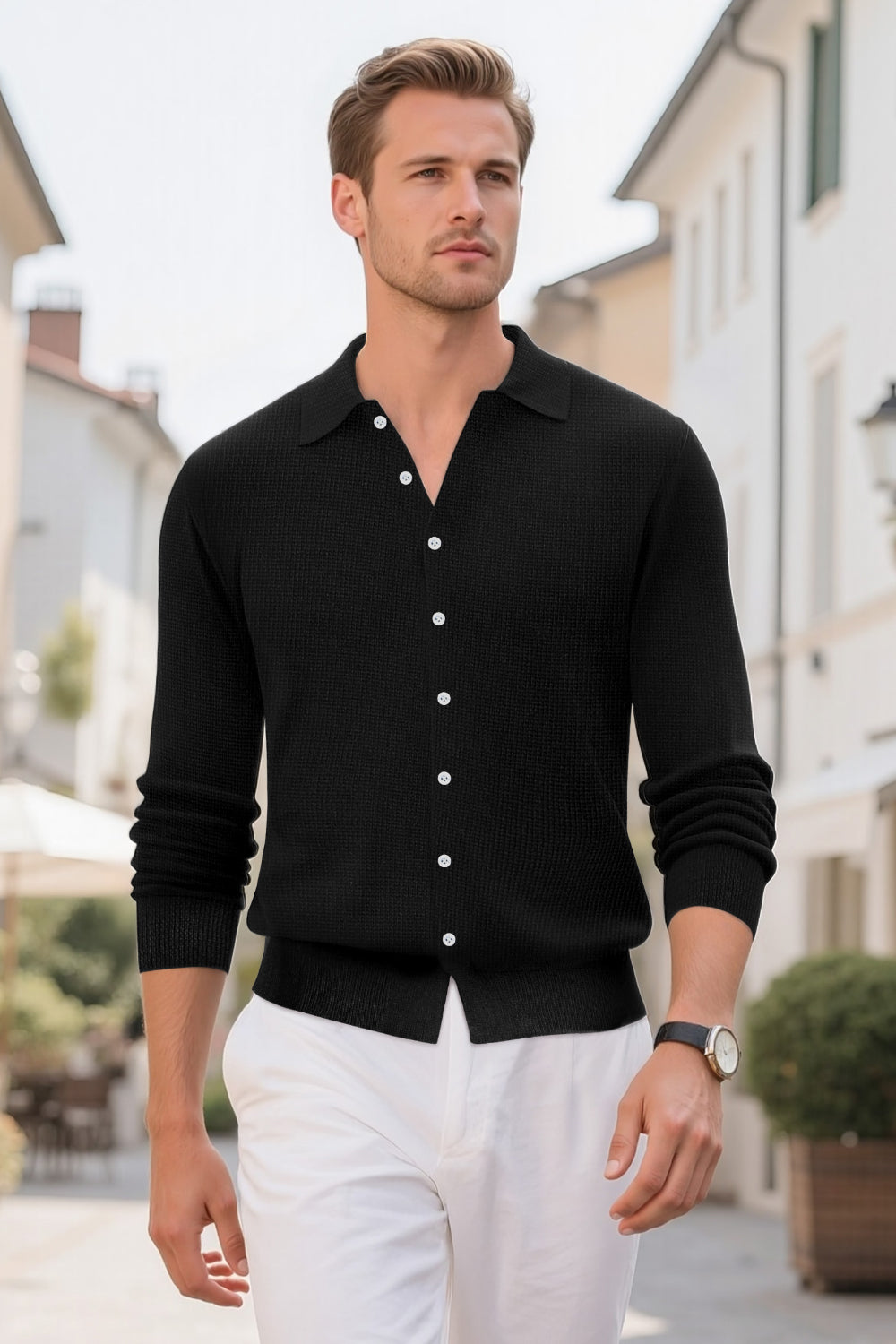Polo Homme Coupe Slim - Manches Longues