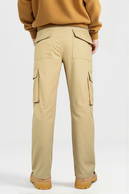 Men Straight Fit Cargo Pant - Khaki