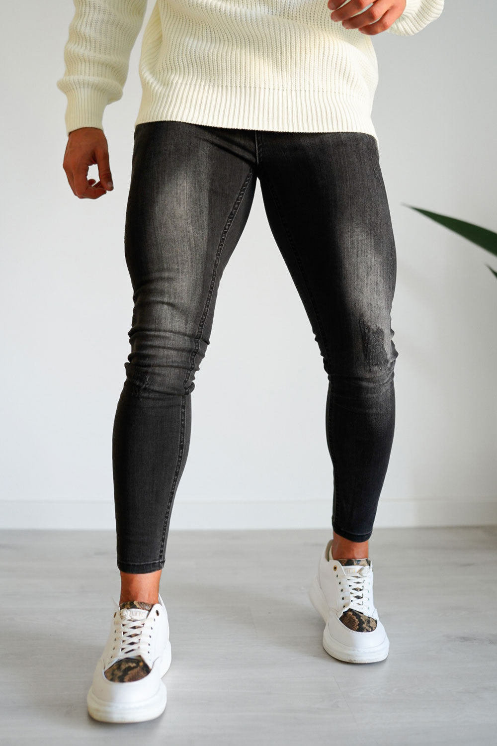 black and gray gradient jeans