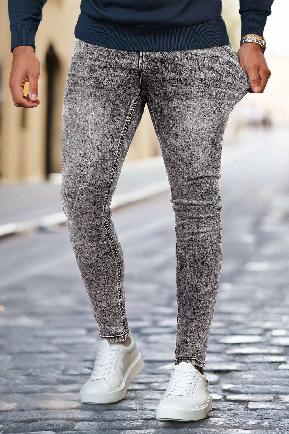 Gray Wash Skinny Jeans Men's Gray Wash Jeans