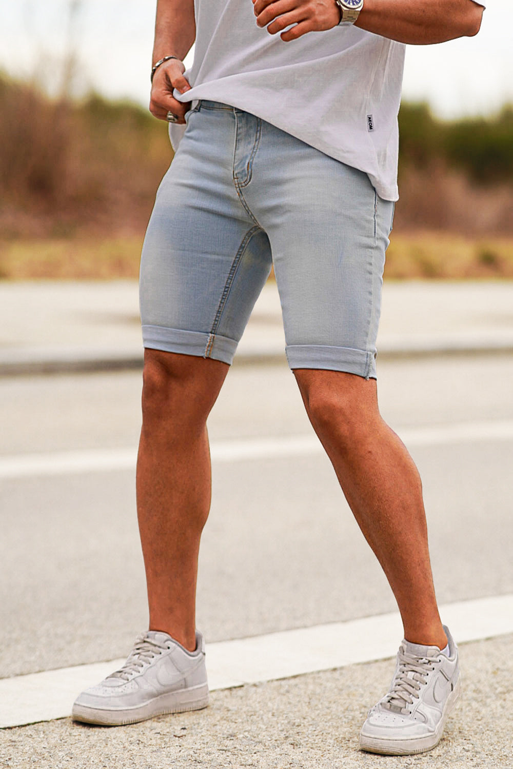 men's stretch denim short