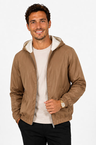 Men's Casual Hooded Lightweight Jacket - Camel