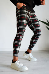  Men's Plaid Chino Pants - Black And Red