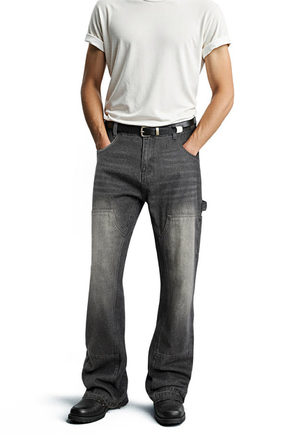 Men Relaxed Flared Jean - Washed Black