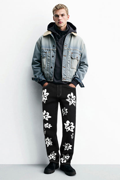 Men's Straight Jean - Black & Printed