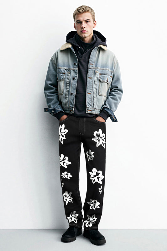 Men's Straight Jean - Black & Printed