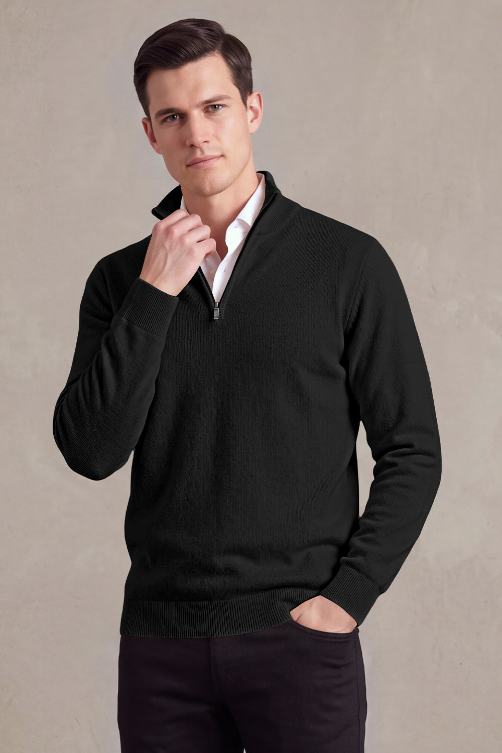 Men's Quarter-Zip Knit Sweater | Lightweight Slim Fit Pullover