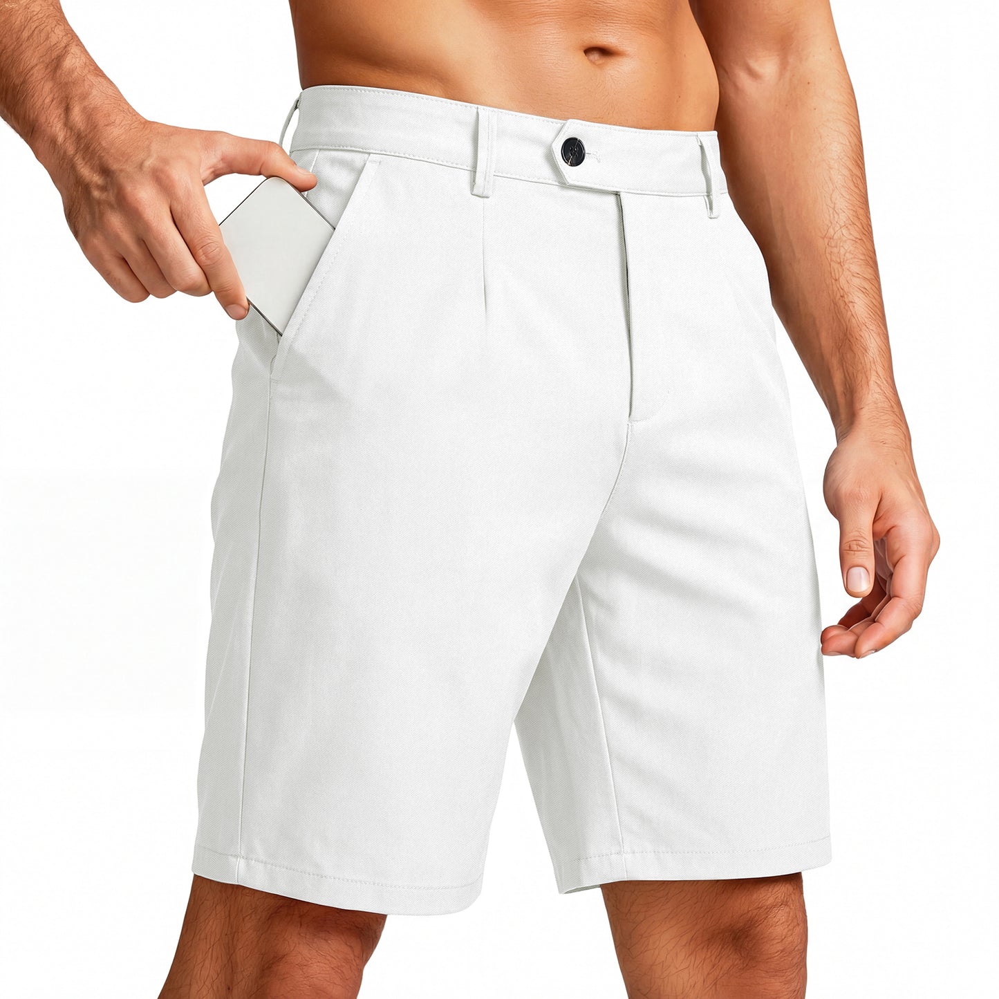 Mens Casual Chino Short - White