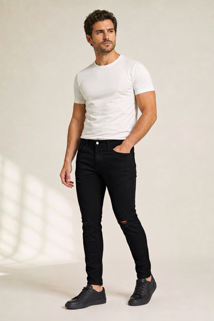 Vaqueros pitillo negros de hombre Gingtto