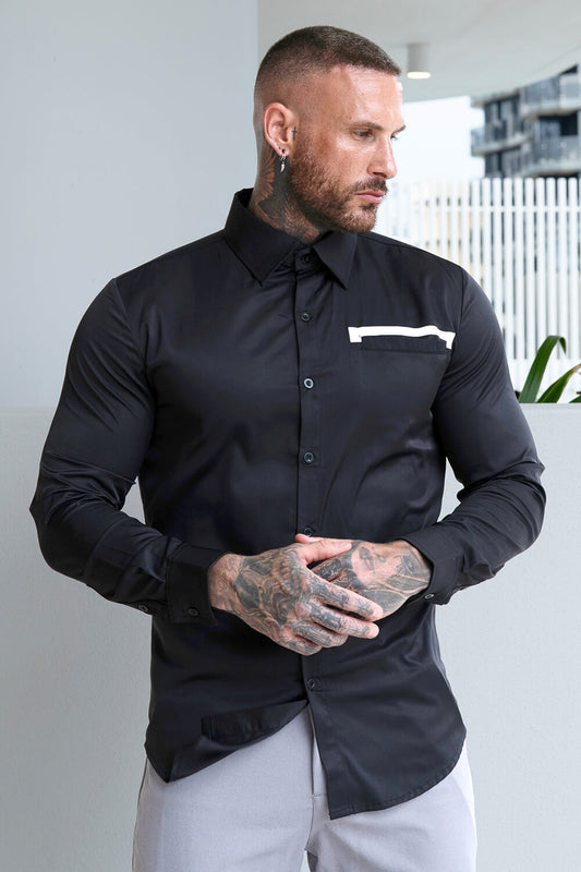Men's Black Dress Shirt - Button