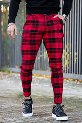  Red And Black Plaid Chino Pants
