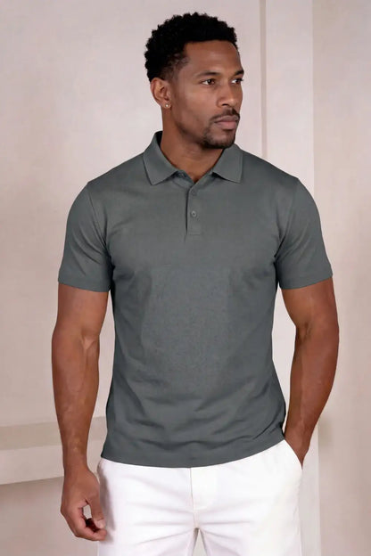 Men's Mercerized Cotton Short-Sleeved Polo Shirt - Grey