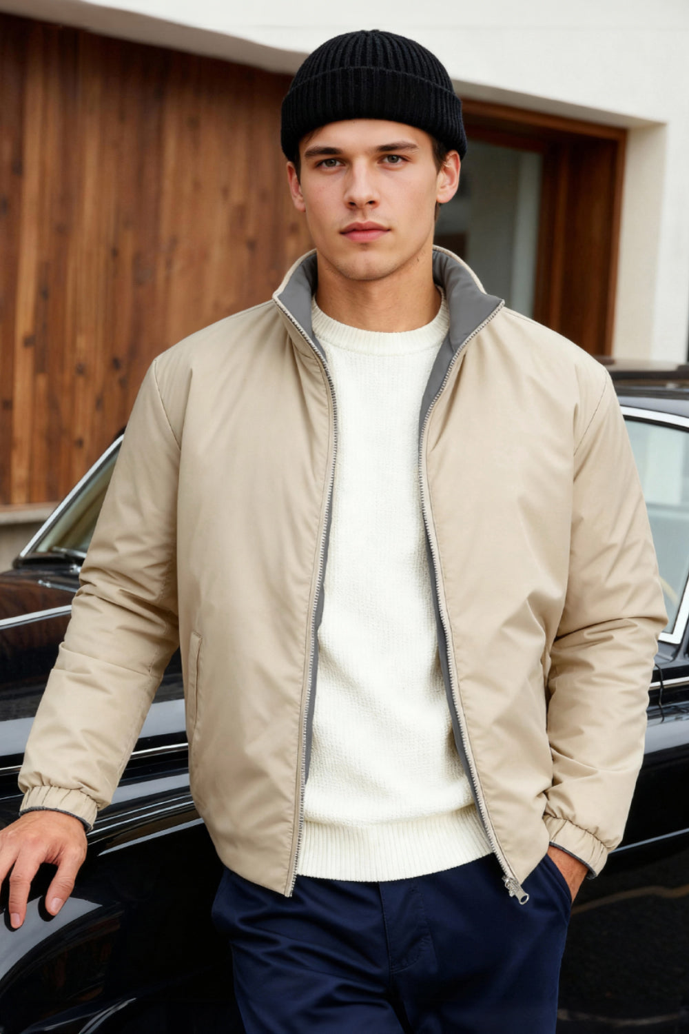 Men's Reversible Coat- Grey