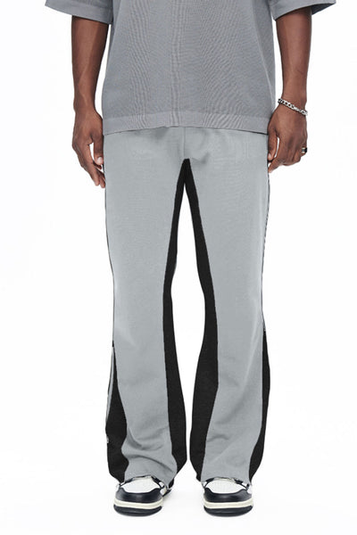 gray and black contrast bootcut sweatpants