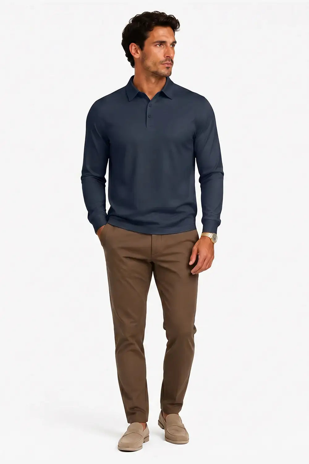 Camiseta de algodón mercerizado para hombre - Verde militar