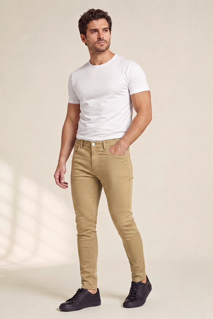 Braune Stretch-Skinny-Jeans für Herren